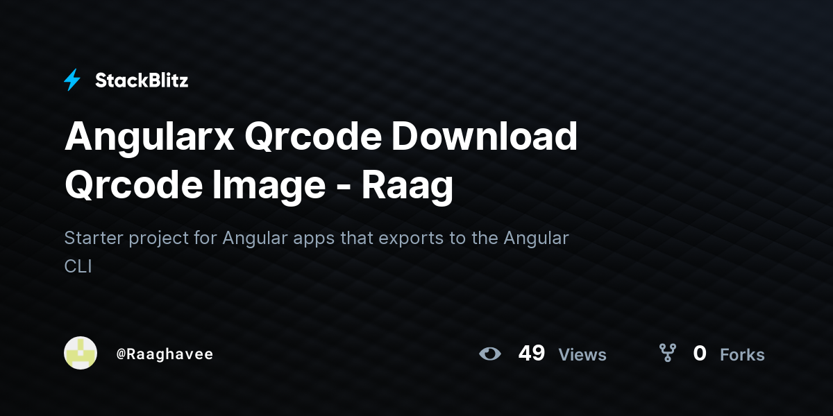 Angularx Qrcode Download Qrcode Image - Raag - StackBlitz