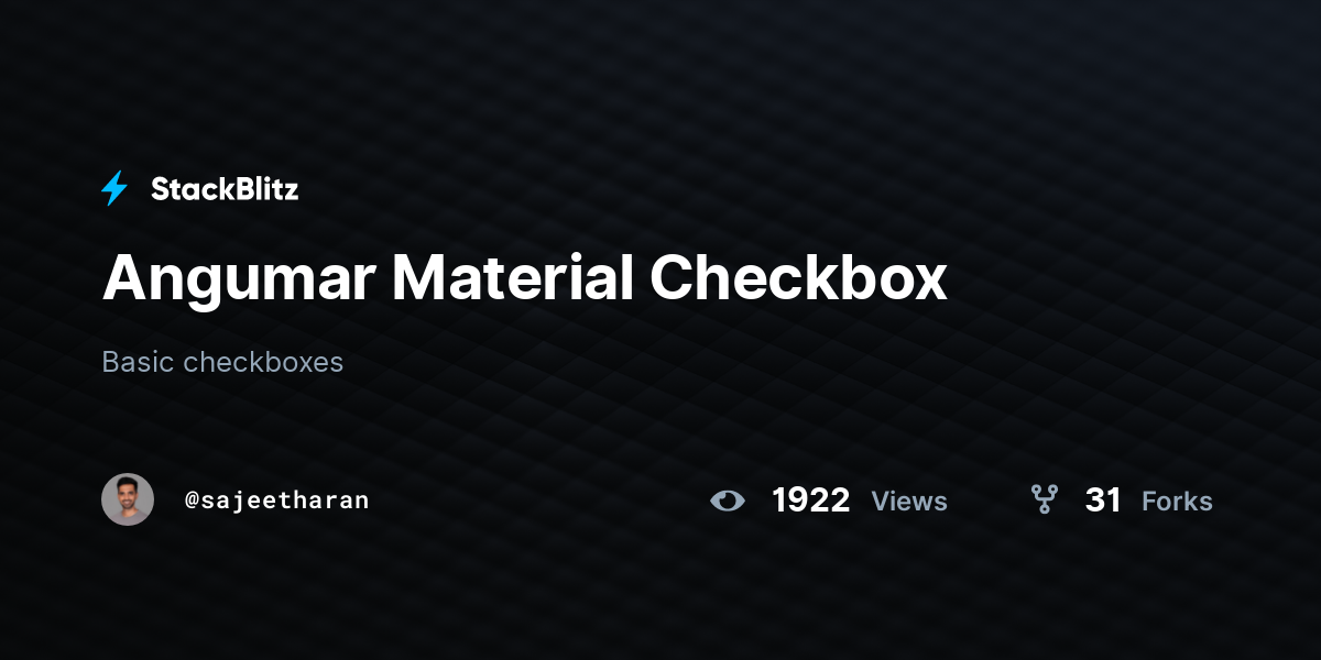 Angumar Material Checkbox - StackBlitz