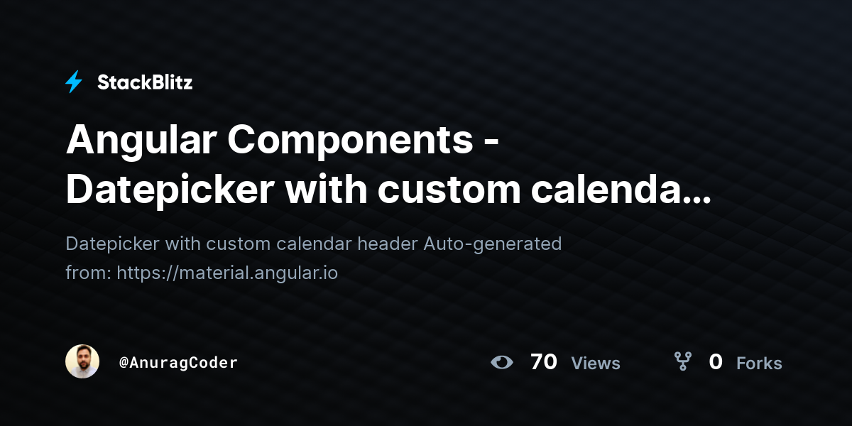 Angular Components - Datepicker with custom calendar header (forked ...