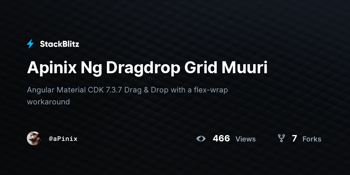 Apinix Ng Dragdrop Grid Muuri - StackBlitz