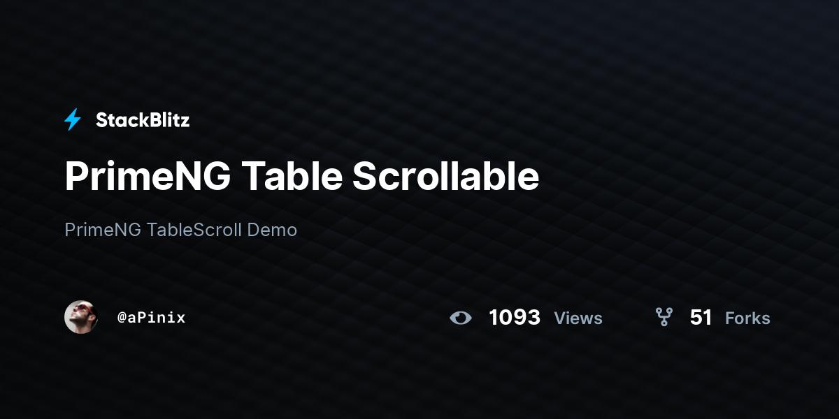 PrimeNG Table Scrollable - StackBlitz