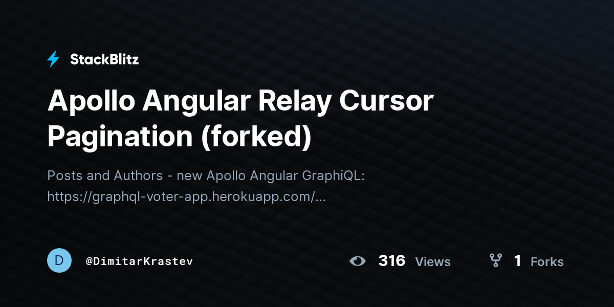 Apollo Angular Relay Cursor Pagination (forked) - StackBlitz