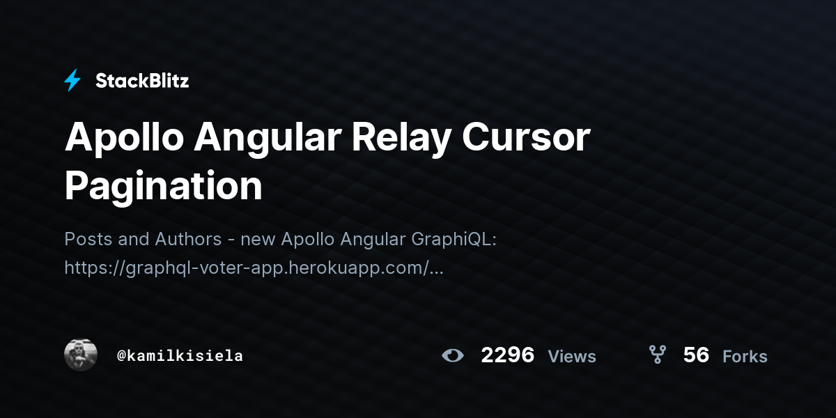 Apollo Angular Relay Cursor Pagination - StackBlitz