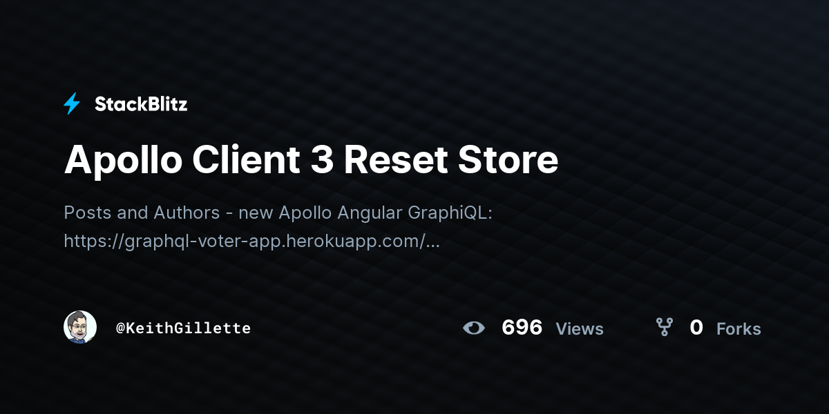 Apollo Client 3 Reset Store - StackBlitz