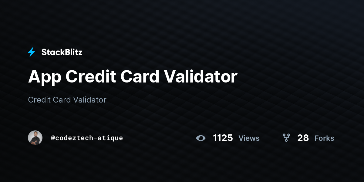 App Credit Card Validator - StackBlitz