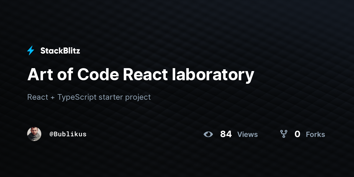 Art of Code React laboratory - StackBlitz