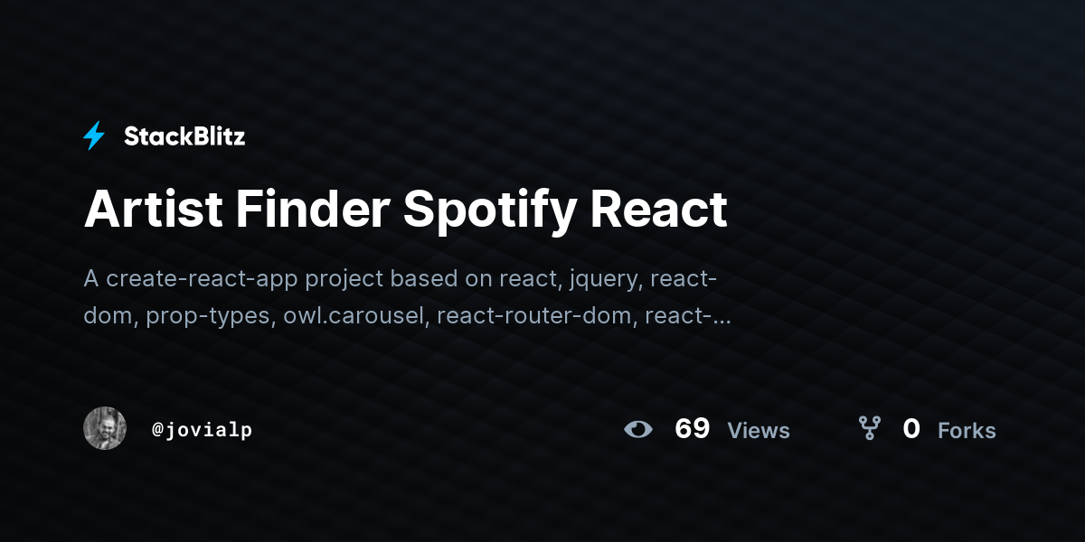 Artist Finder Spotify React - StackBlitz