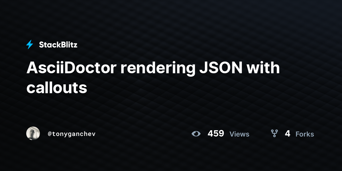 AsciiDoctor rendering JSON with callouts - StackBlitz