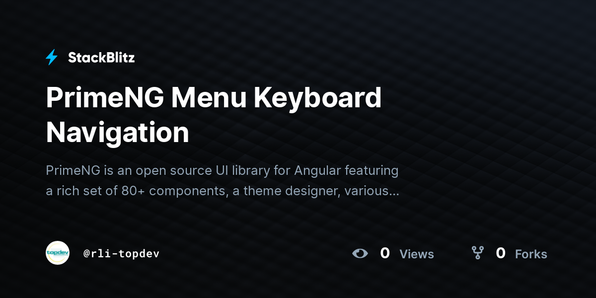 PrimeNG Menu Keyboard Navigation - StackBlitz