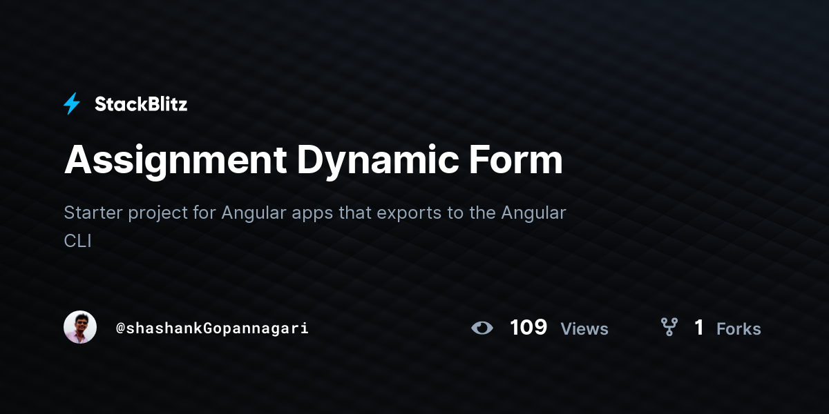 Assignment Dynamic Form - StackBlitz