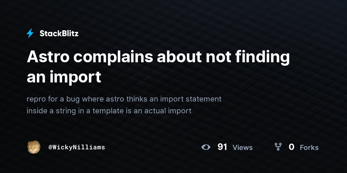 Astro complains about not finding an import - StackBlitz