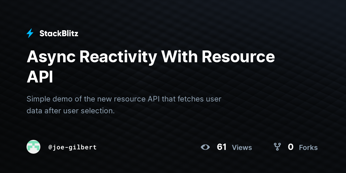 Async Reactivity With Resource API - StackBlitz