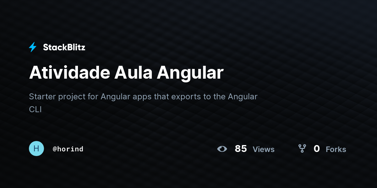 Atividade Aula Angular - StackBlitz