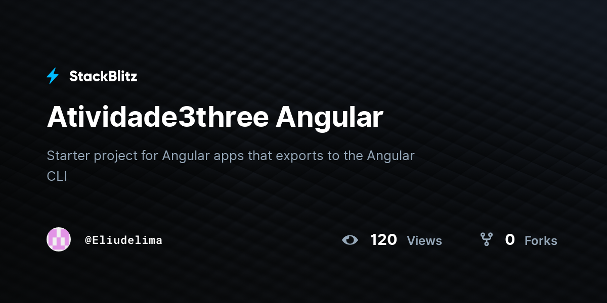 Atividade3three Angular - StackBlitz