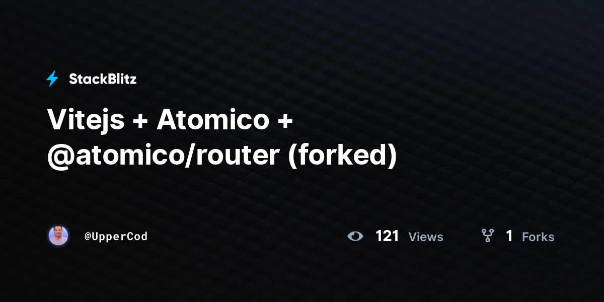 Vitejs + Atomico + @atomico/router (forked) - StackBlitz