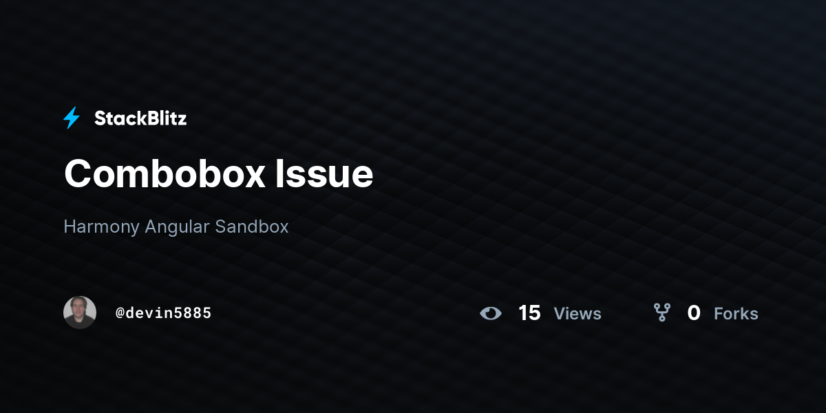 Combobox Issue - StackBlitz