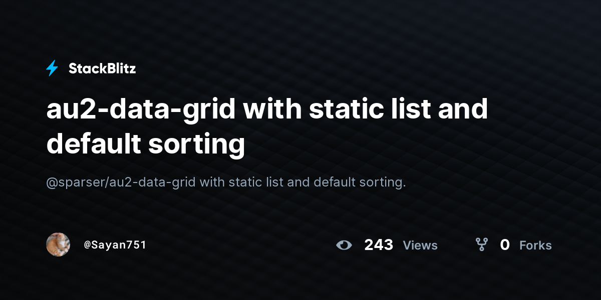 au2-data-grid with static list and default sorting - StackBlitz