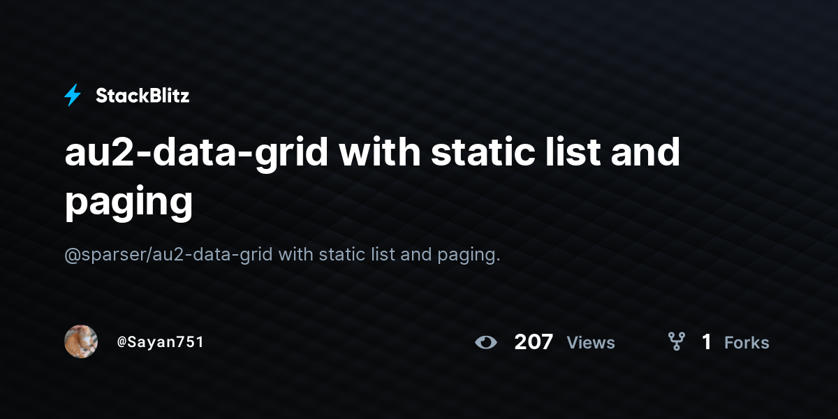 au2-data-grid with static list and paging - StackBlitz