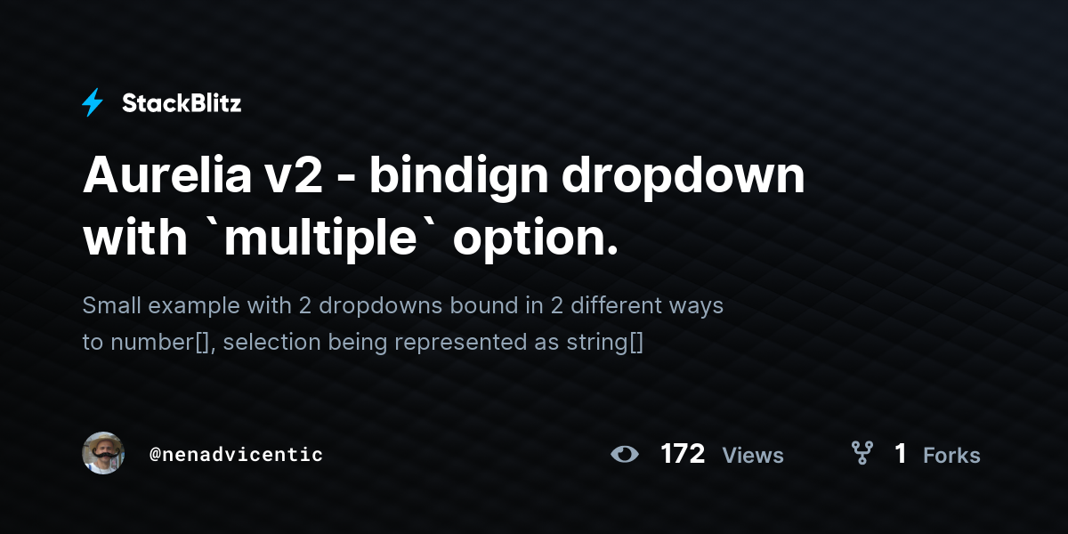 Aurelia v2 - bindign dropdown with `multiple` option. - StackBlitz
