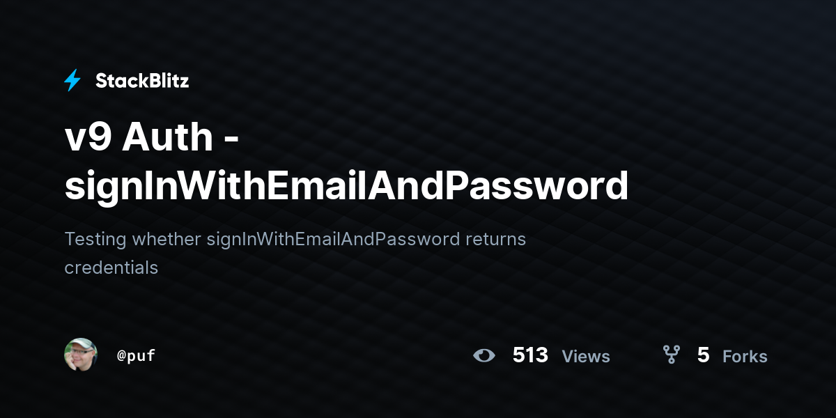 v9 Auth - signInWithEmailAndPassword - StackBlitz