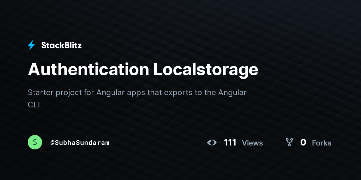 Authentication Localstorage - StackBlitz