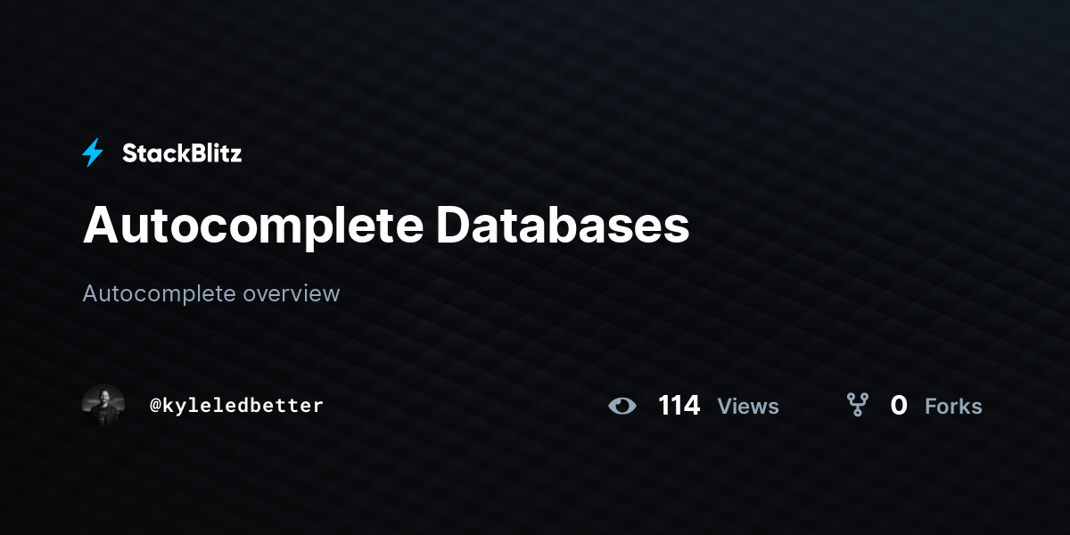 Autocomplete Databases - StackBlitz