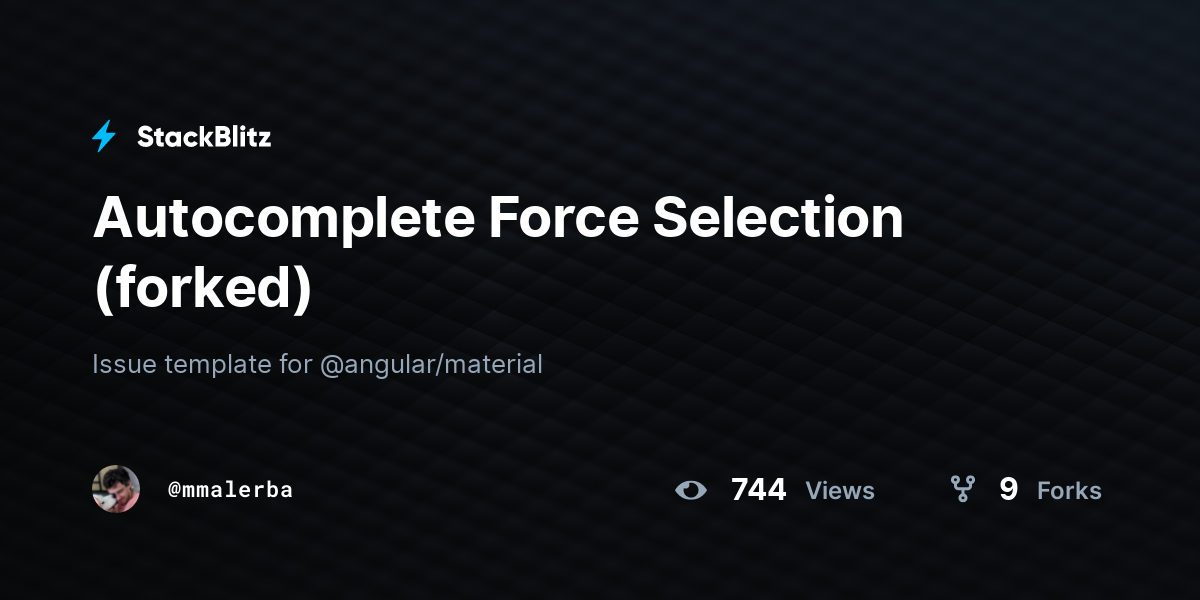 Autocomplete Force Selection (forked) - StackBlitz