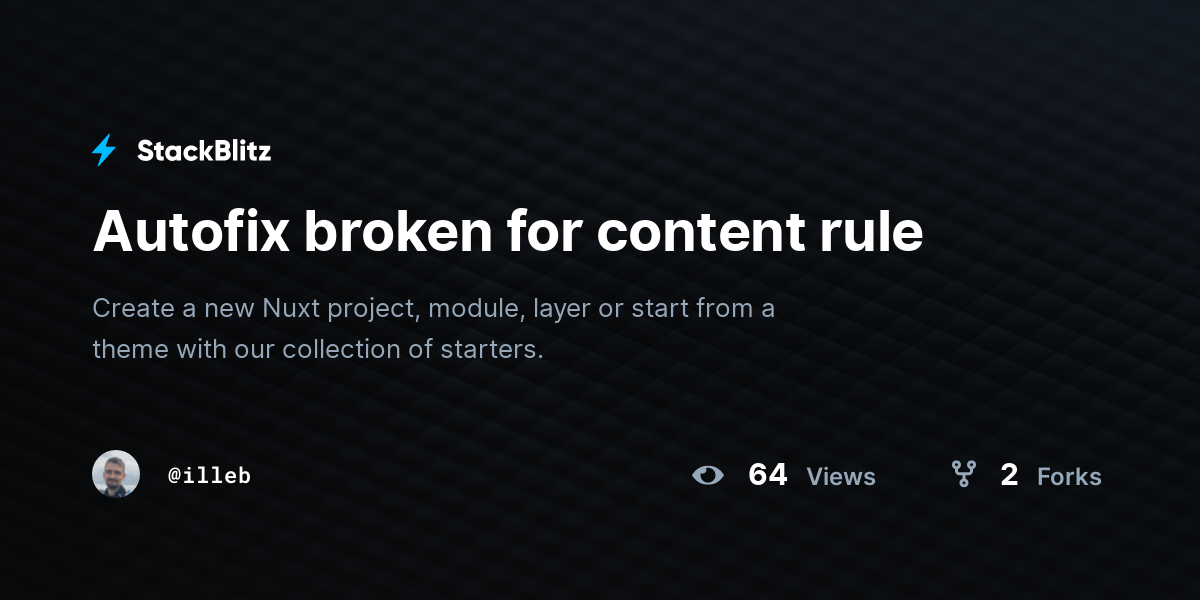 Autofix broken for content rule - StackBlitz
