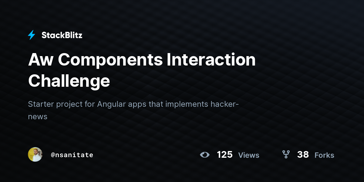 Aw Components Interaction Challenge - StackBlitz
