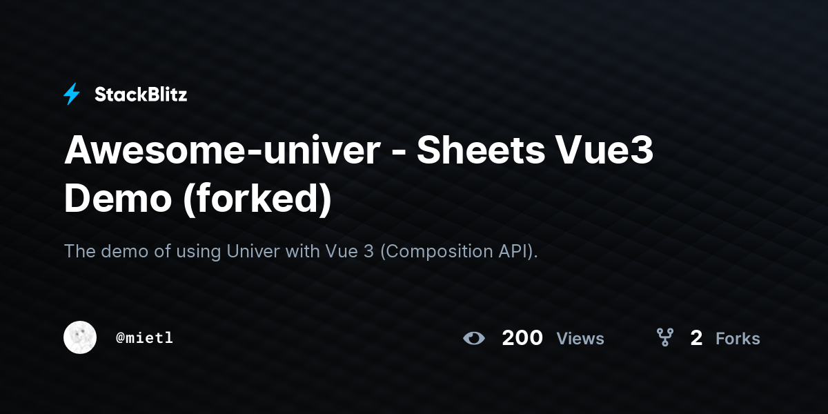 Awesome-univer - Sheets Vue3 Demo (forked) - StackBlitz