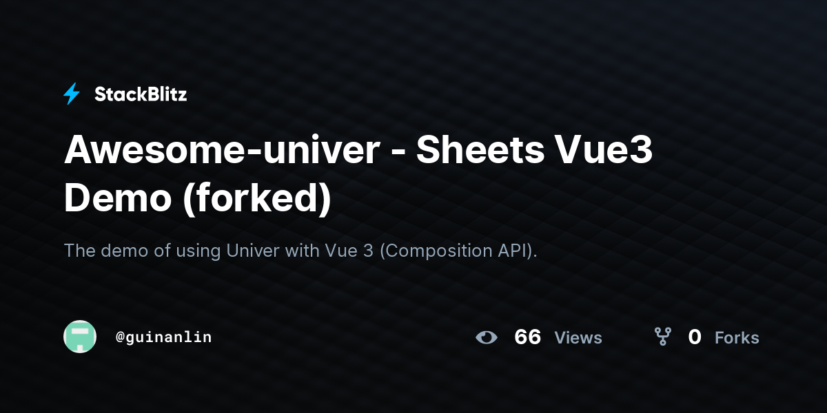 Awesome-univer - Sheets Vue3 Demo (forked) - StackBlitz