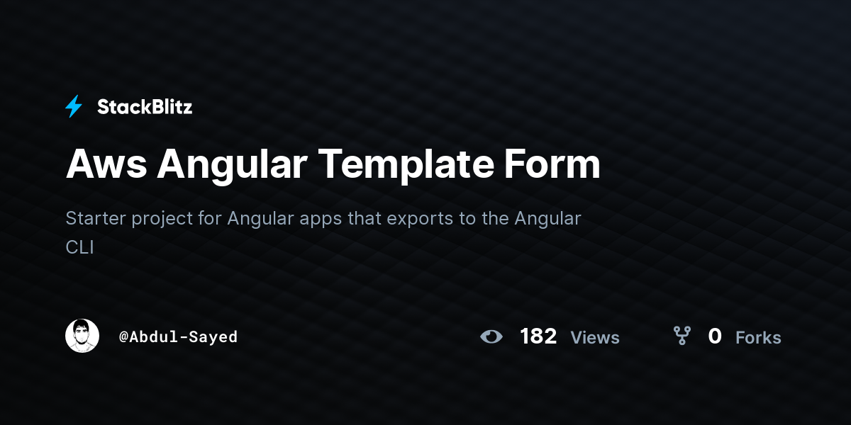 Aws Angular Template Form - StackBlitz