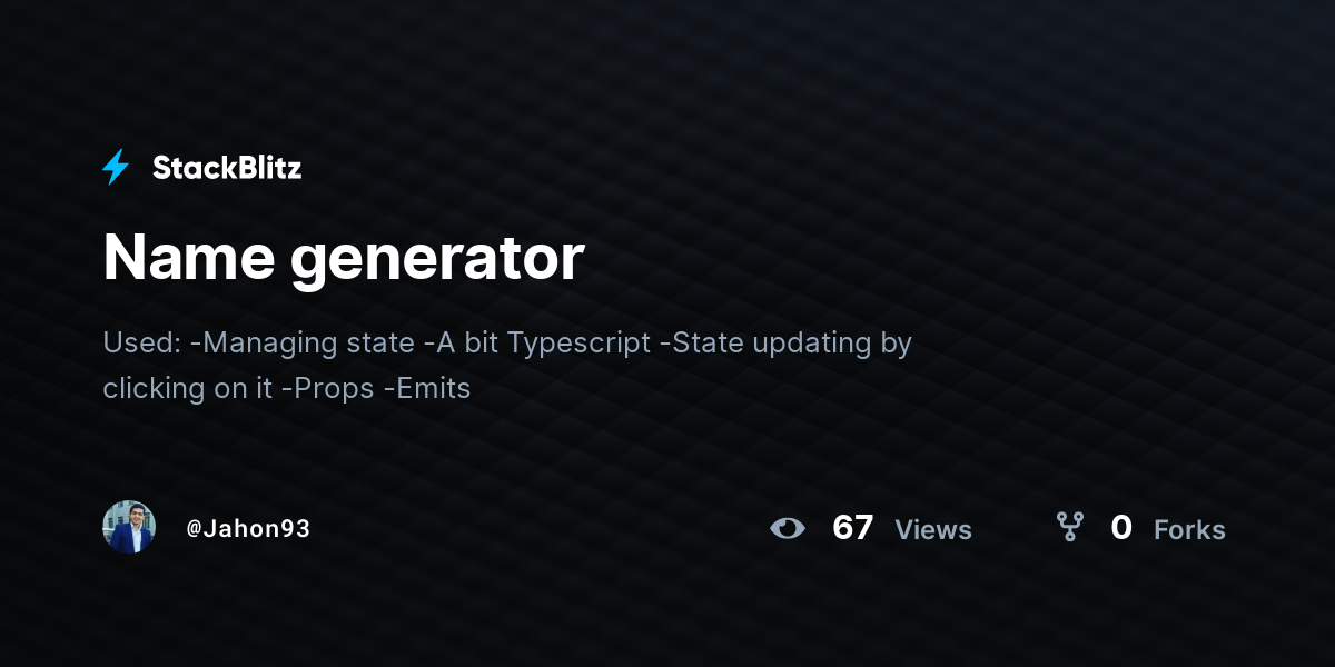 Name generator - StackBlitz