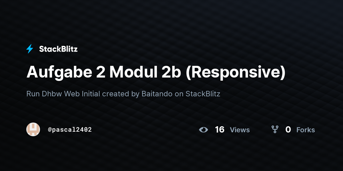 Aufgabe 2 Modul 2b (Responsive) - StackBlitz