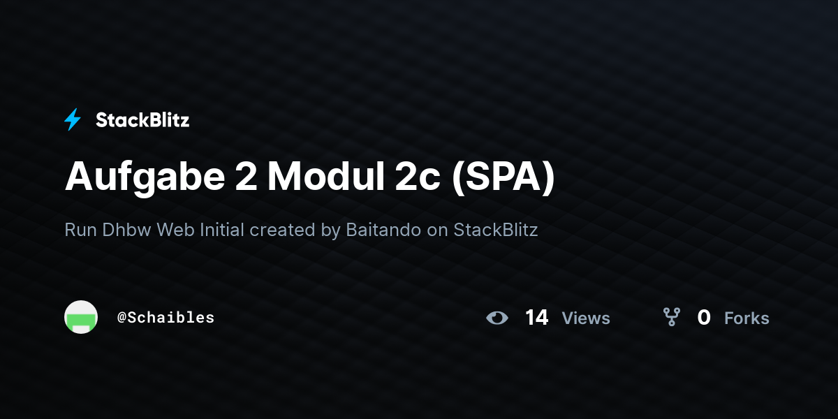Aufgabe 2 Modul 2c (SPA) - StackBlitz