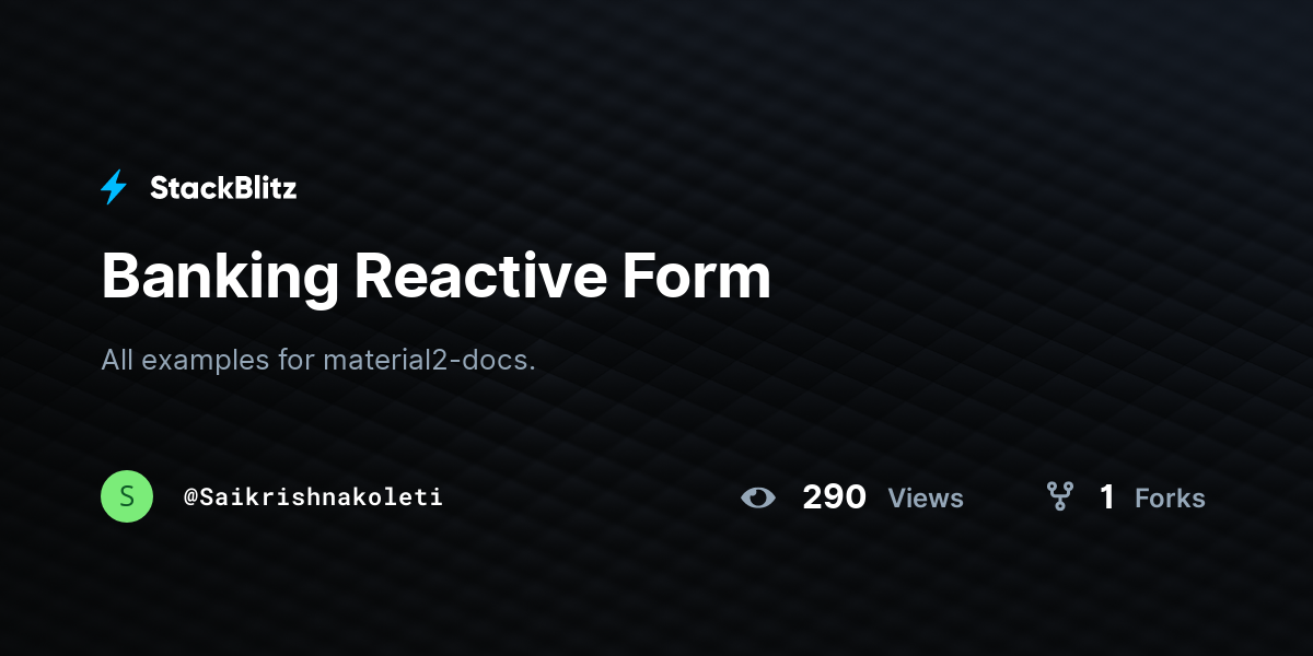 Banking Reactive Form - StackBlitz