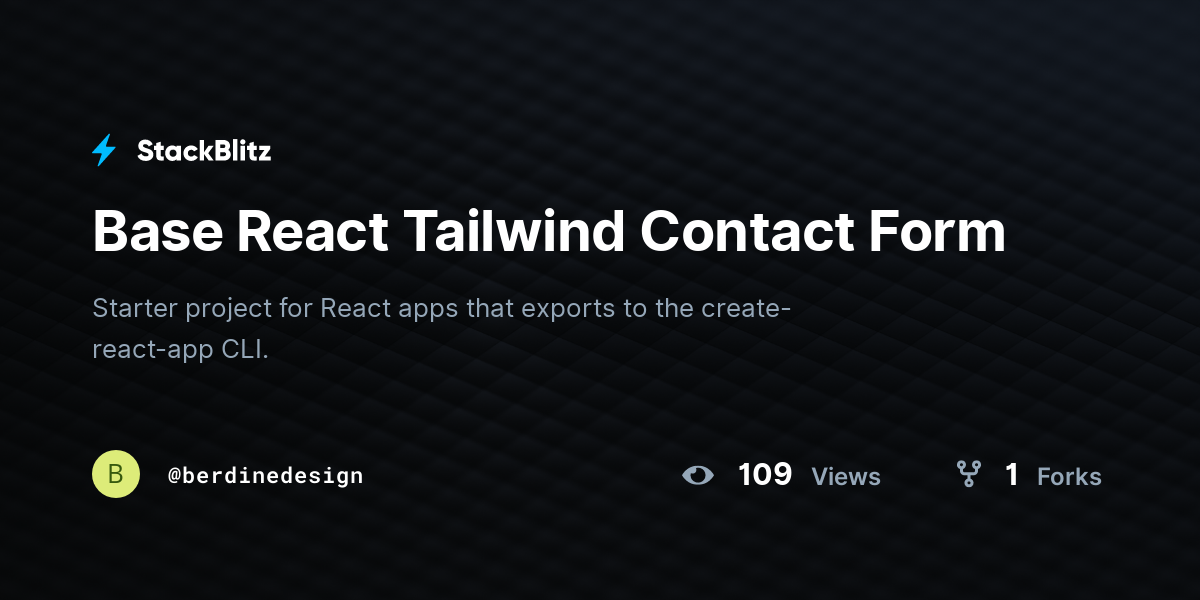 Base React Tailwind Contact Form - StackBlitz