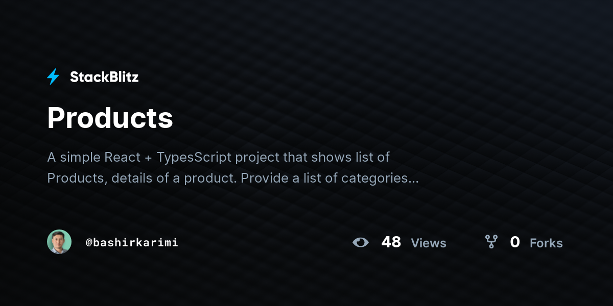 Products - StackBlitz