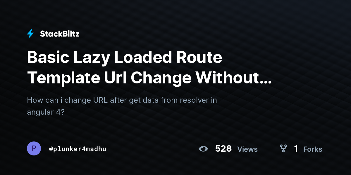 Basic Lazy Loaded Route Template Url Change Without Routing - StackBlitz