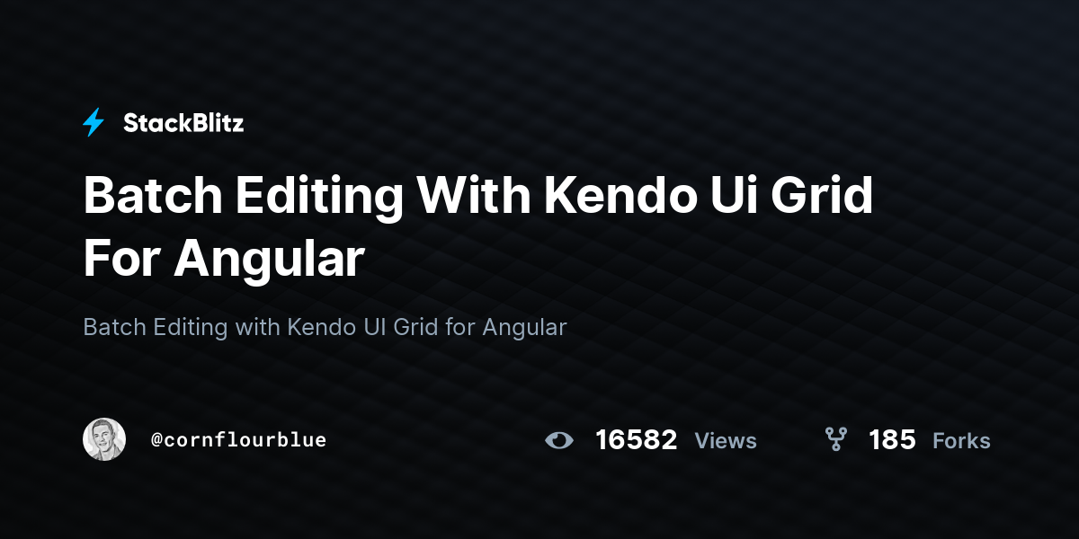 Batch Editing With Kendo Ui Grid For Angular - StackBlitz