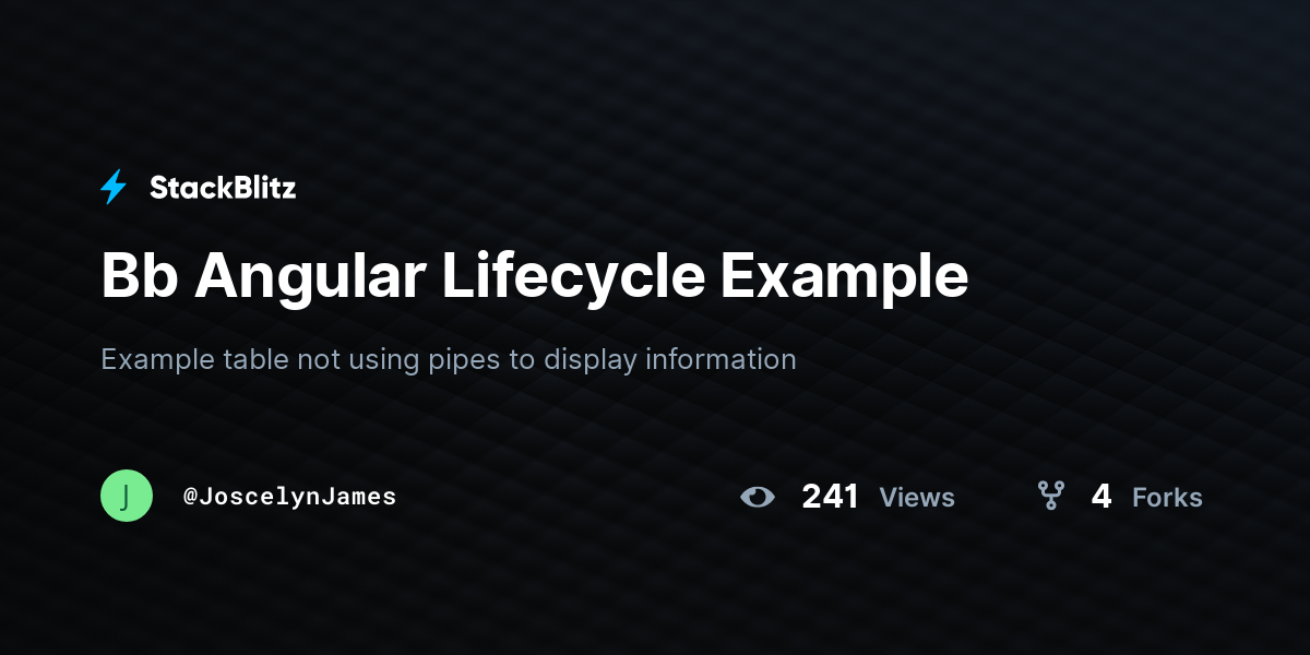 Bb Angular Lifecycle Example - StackBlitz