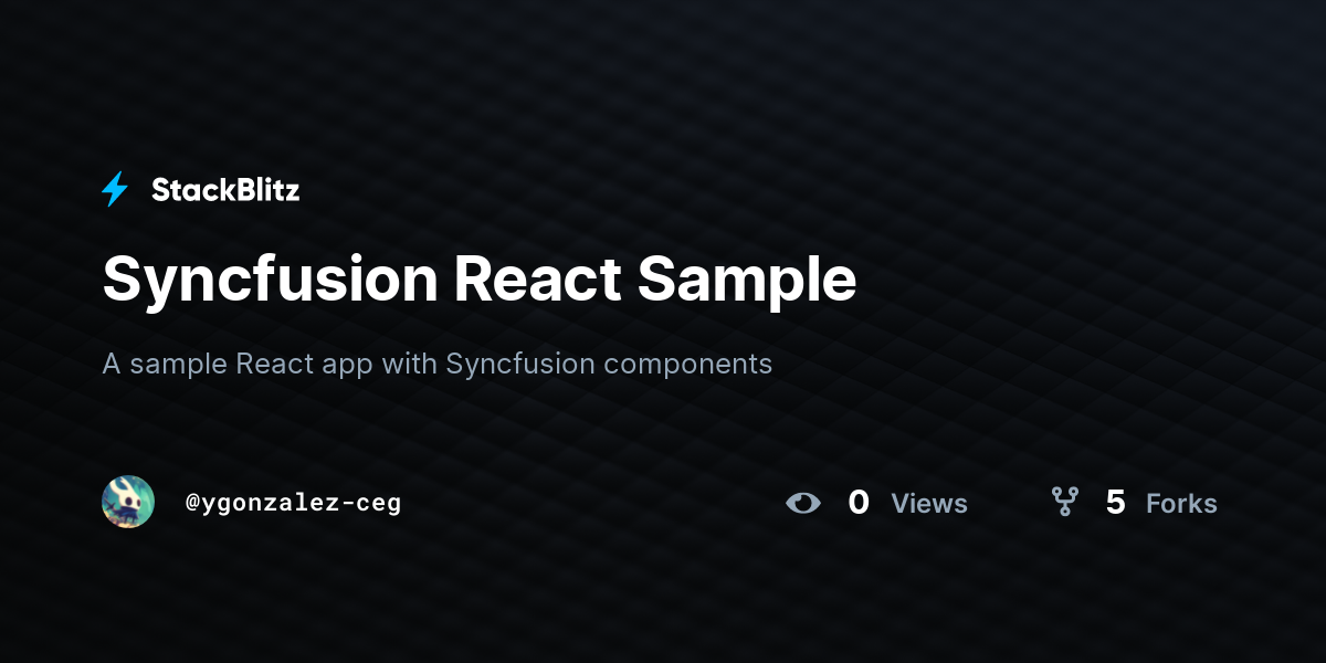 Syncfusion React Sample - StackBlitz