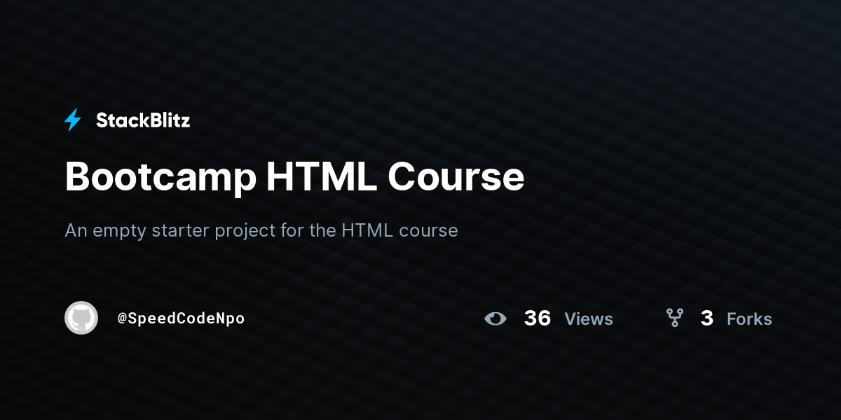 Bootcamp HTML Course - StackBlitz
