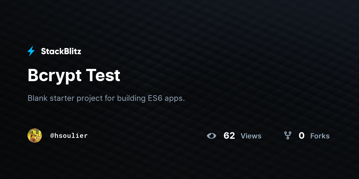 Bcrypt Test - StackBlitz