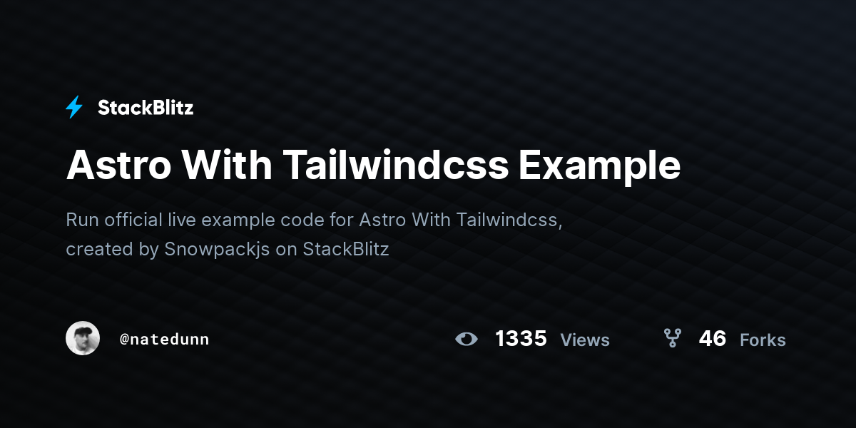 Astro With Tailwindcss Example - StackBlitz