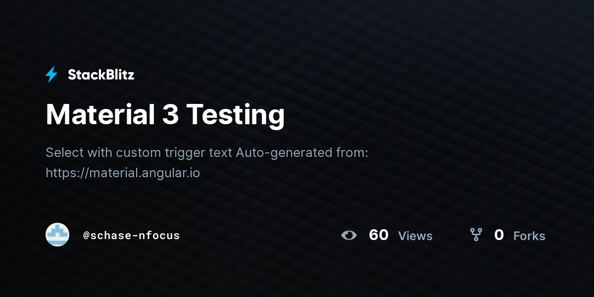 Material 3 Testing - StackBlitz
