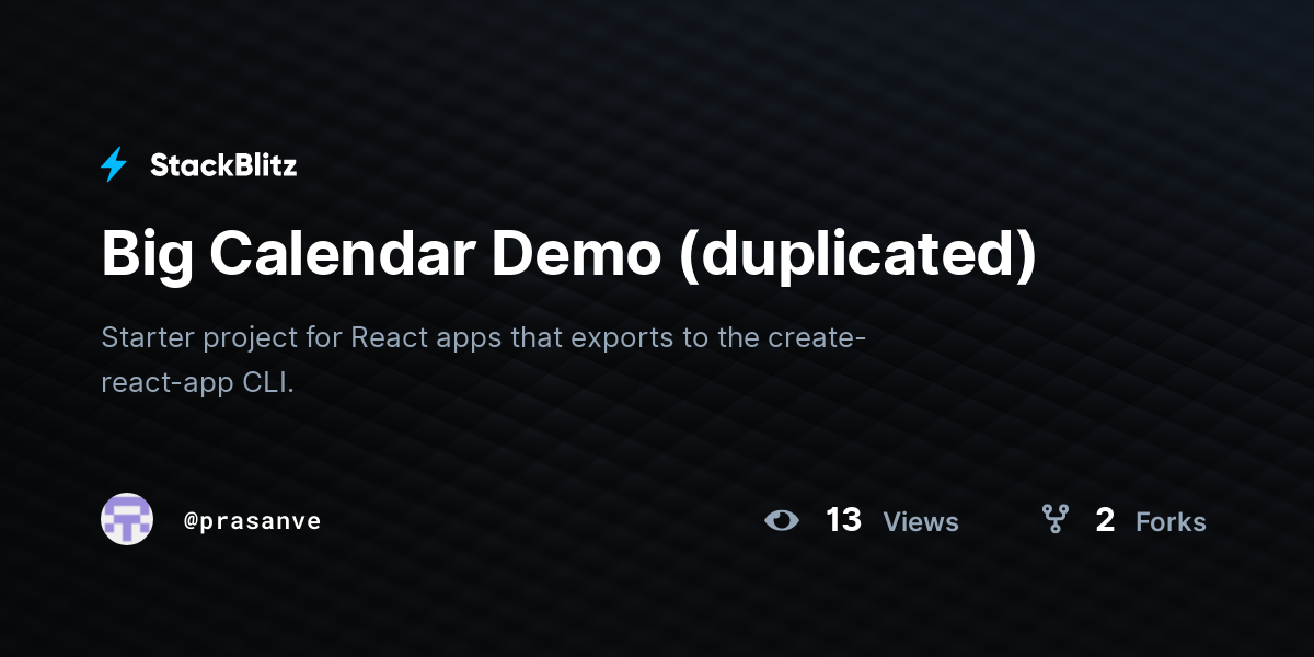 Big Calendar Demo (duplicated) - StackBlitz