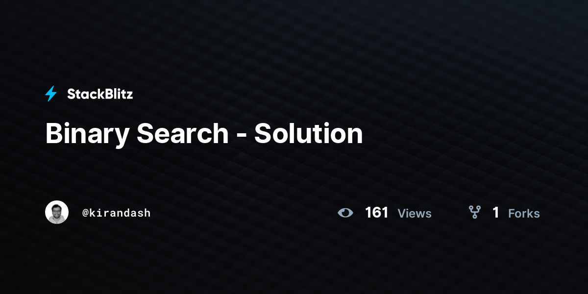 Binary Search - Solution - StackBlitz