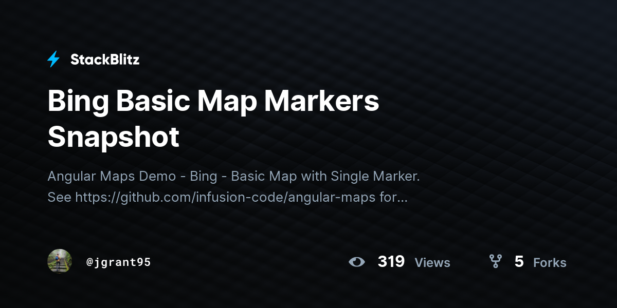 Bing Basic Map Markers Snapshot - StackBlitz
