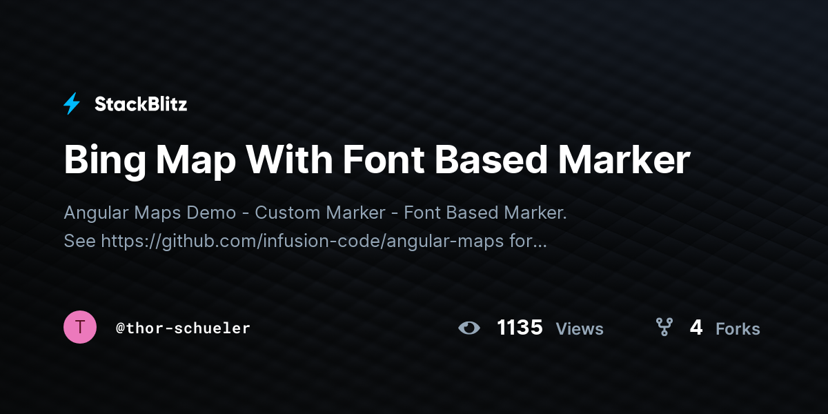 Bing Map With Font Based Marker - StackBlitz